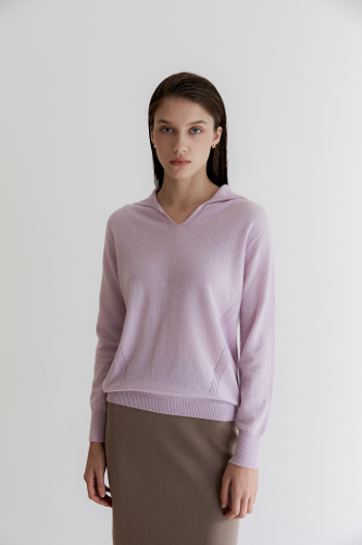 [Black label: Cariaggi] 프리미엄 이탈리안 캐시미어 100 브이넥 풀오버 Premium pure cashmere100 V neck pullover  - Lilac breeze